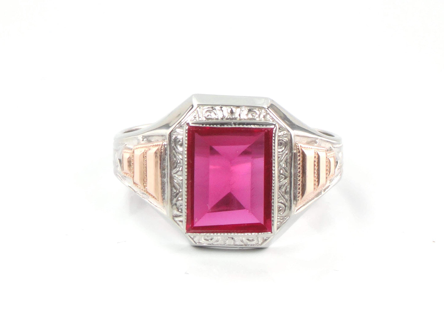 Vintage Art Deco 10k Gold Ruby Ring - Ostby Barton Size 11-BelmarJewelers