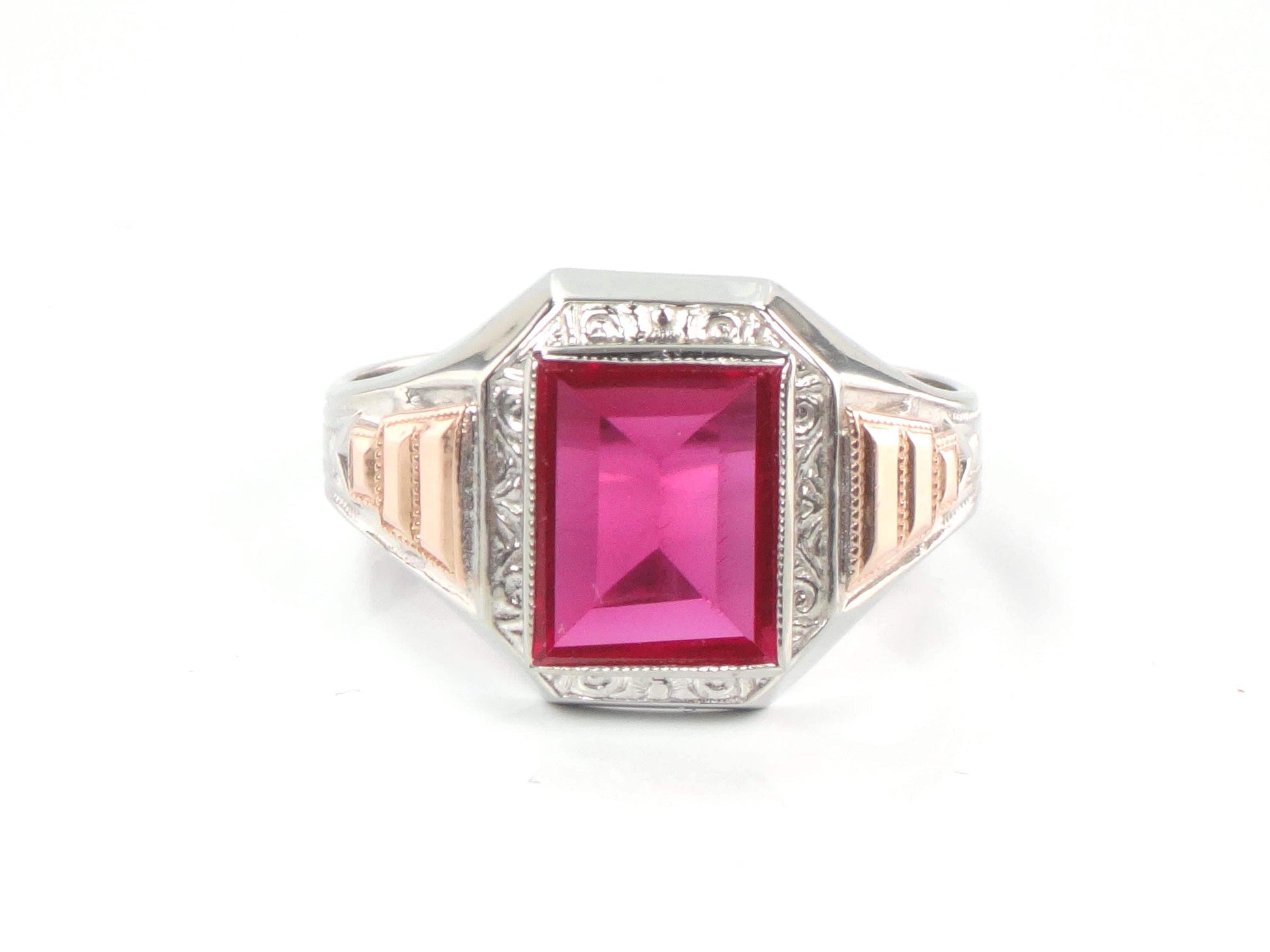 Vintage Art Deco 10k Gold Ruby Ring - Ostby Barton Size 11-BelmarJewelers