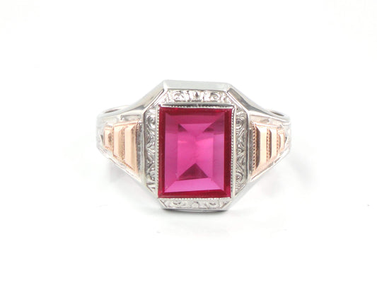 Vintage Art Deco 10k Gold Ruby Ring - Ostby Barton Size 11-BelmarJewelers