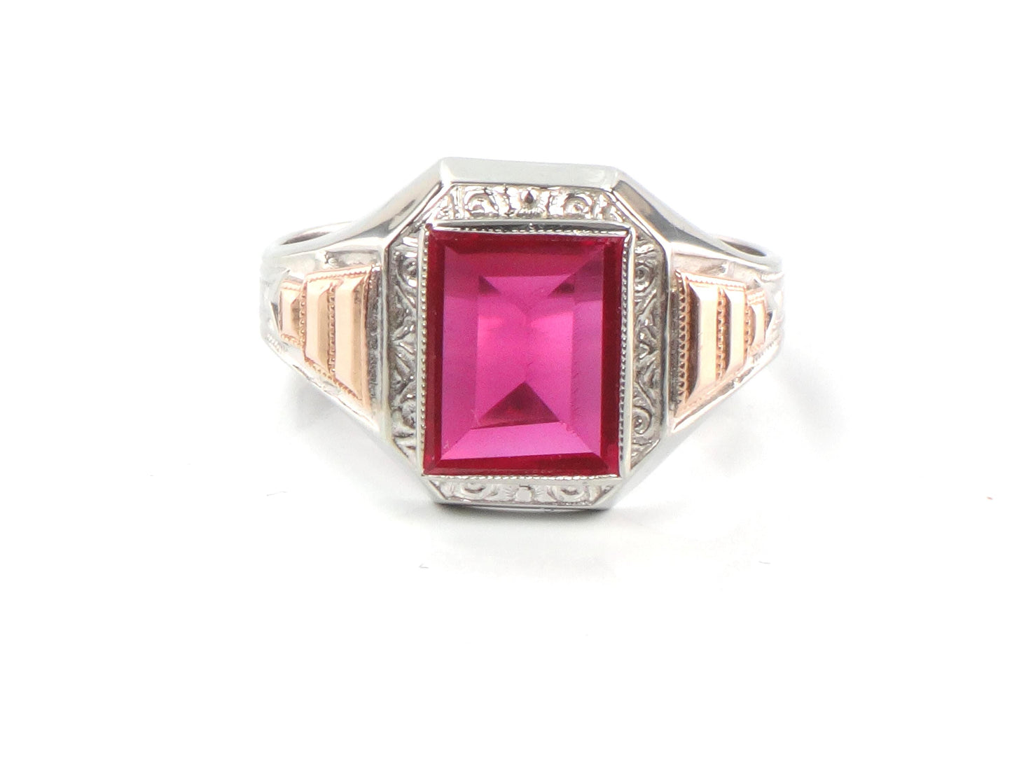 Vintage Art Deco 10k Gold Ruby Ring - Ostby Barton Size 11-BelmarJewelers