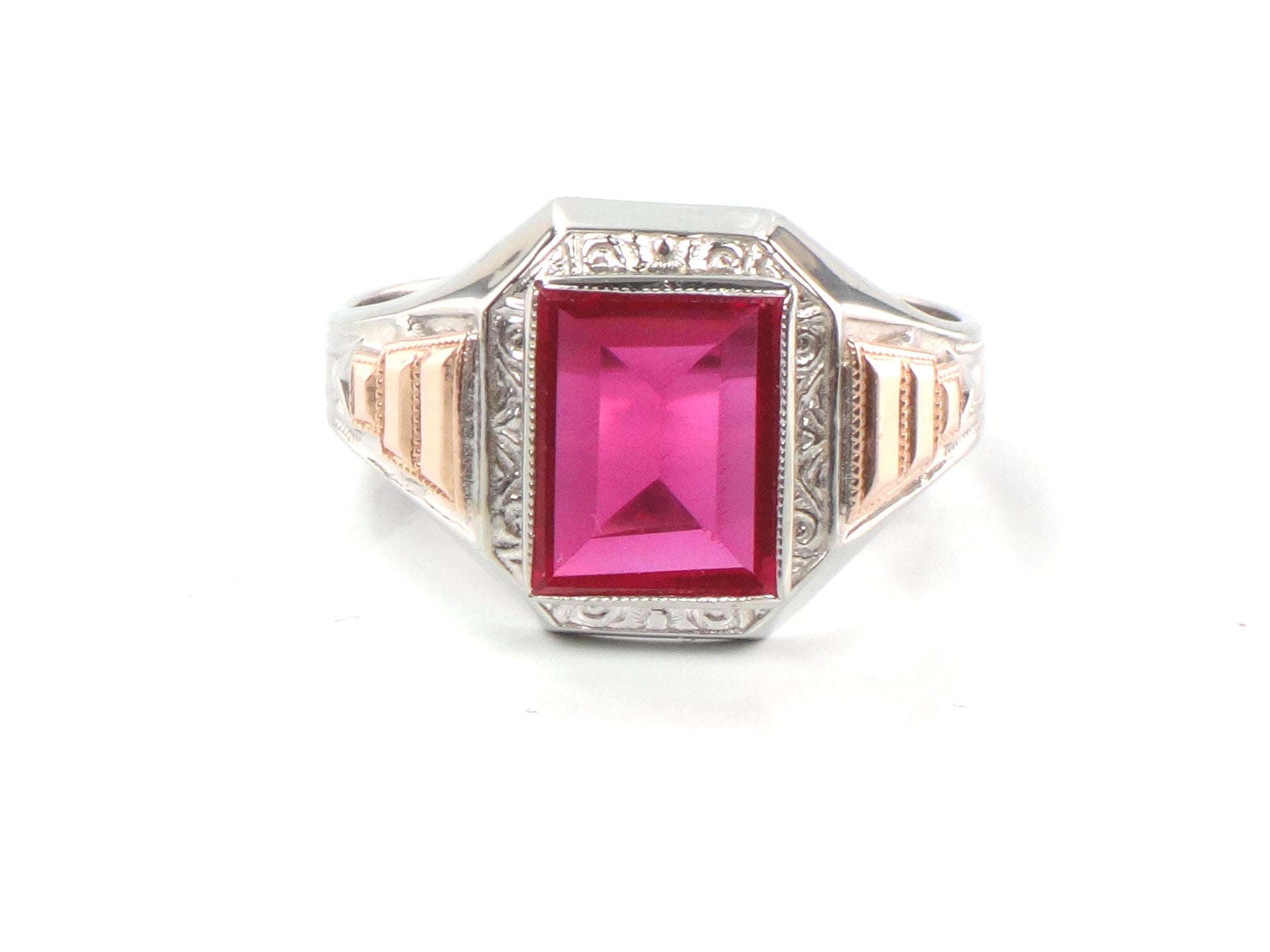 Vintage Art Deco 10k Gold Ruby Ring - Ostby Barton Size 11-BelmarJewelers