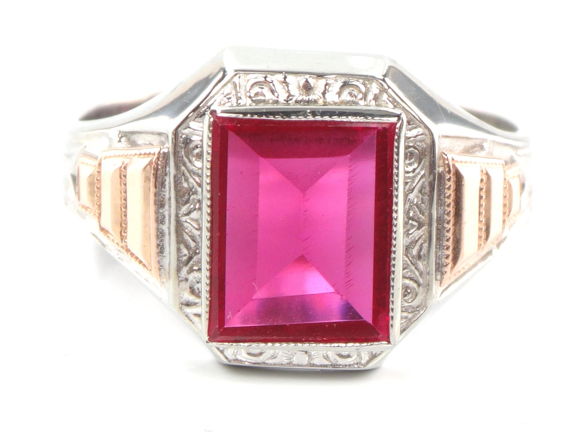 Vintage Art Deco 10k Gold Ruby Ring - Ostby Barton Size 11-BelmarJewelers