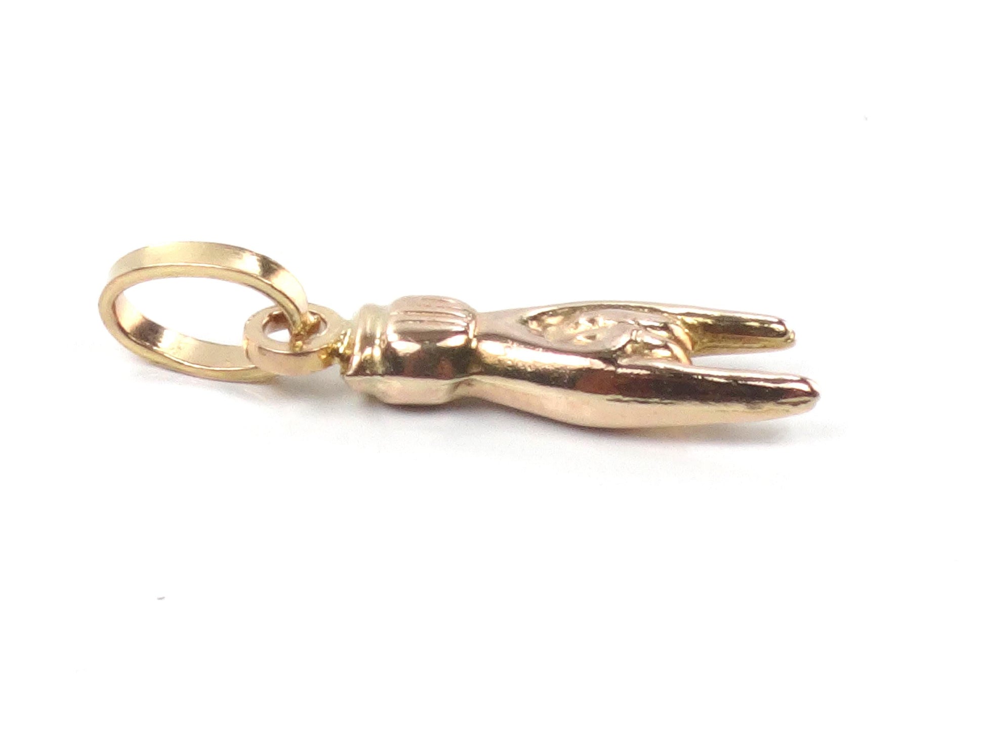 Vintage Yellow Gold Italian Hand Charm, Good Luck Pendant-BelmarJewelers