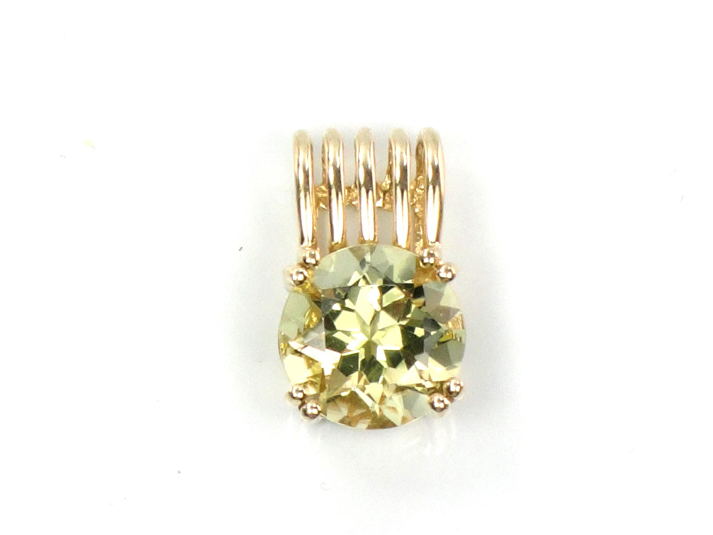 Vintage 14k Yellow Gold Round Natural Citrine Pendant-BelmarJewelers