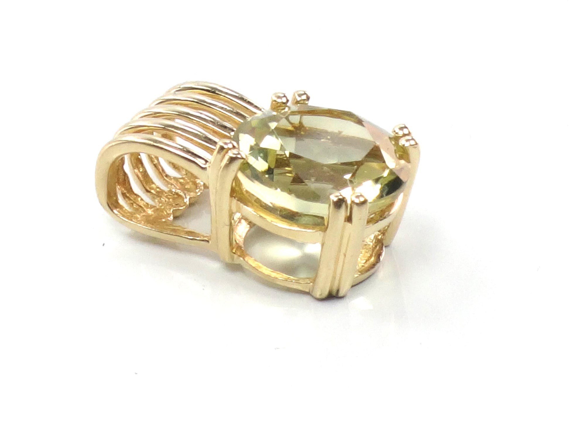 Vintage 14k Yellow Gold Round Natural Citrine Pendant-BelmarJewelers
