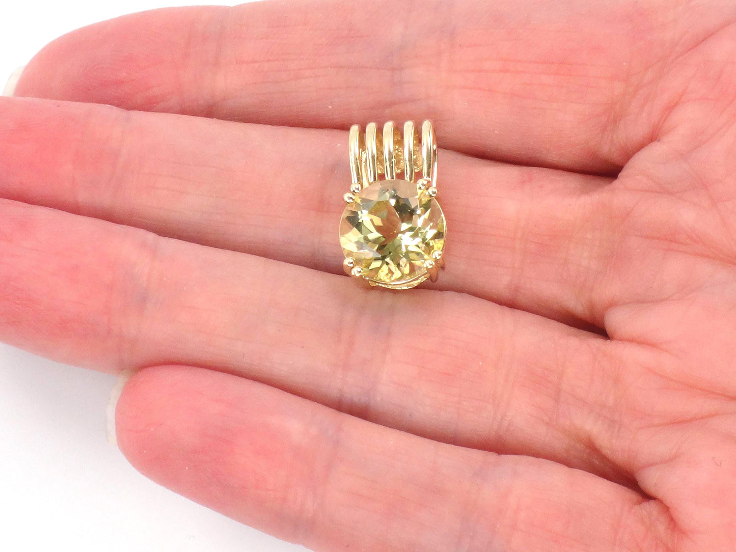 Vintage 14k Yellow Gold Round Natural Citrine Pendant-BelmarJewelers