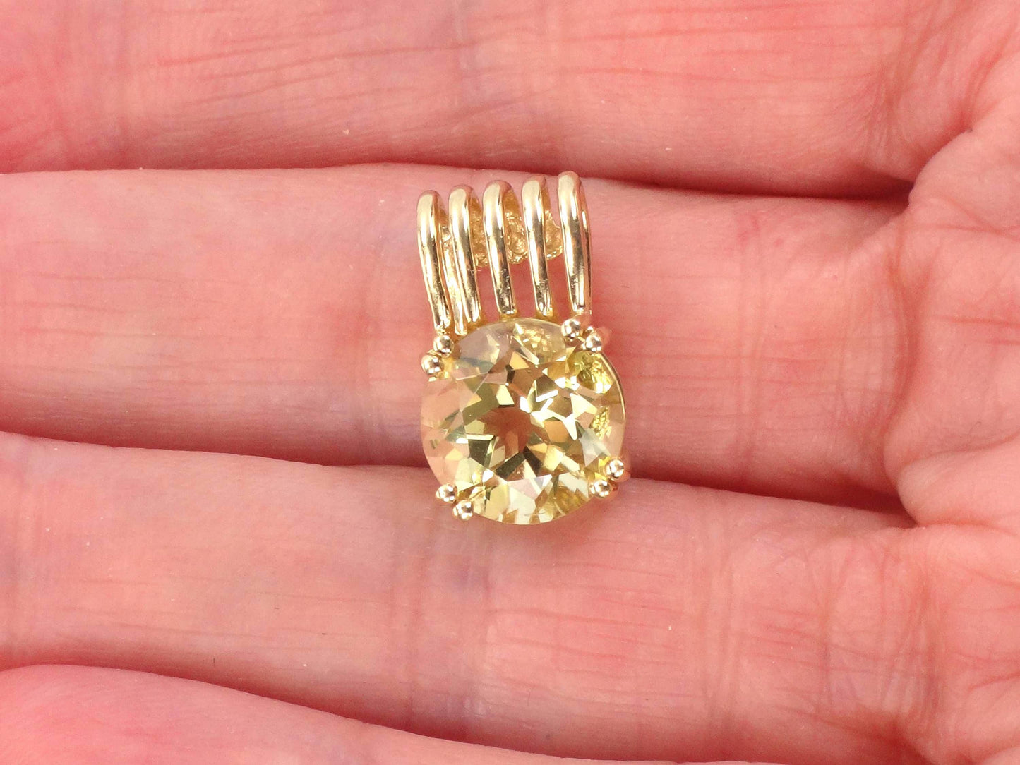 Vintage 14k Yellow Gold Round Natural Citrine Pendant-BelmarJewelers