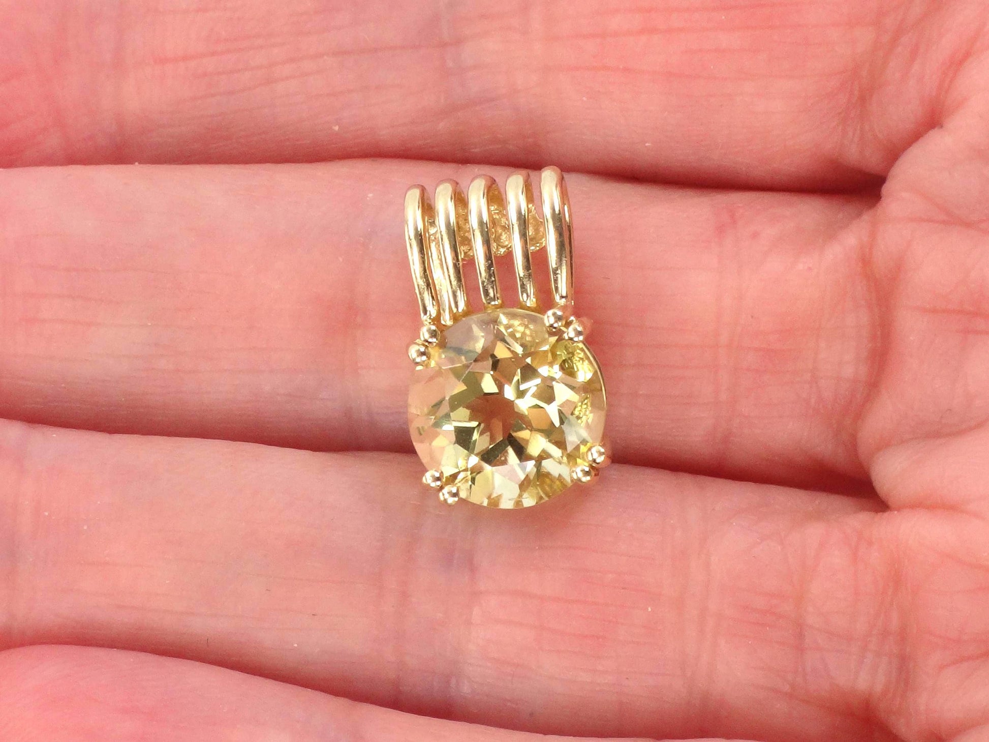 Vintage 14k Yellow Gold Round Natural Citrine Pendant-BelmarJewelers