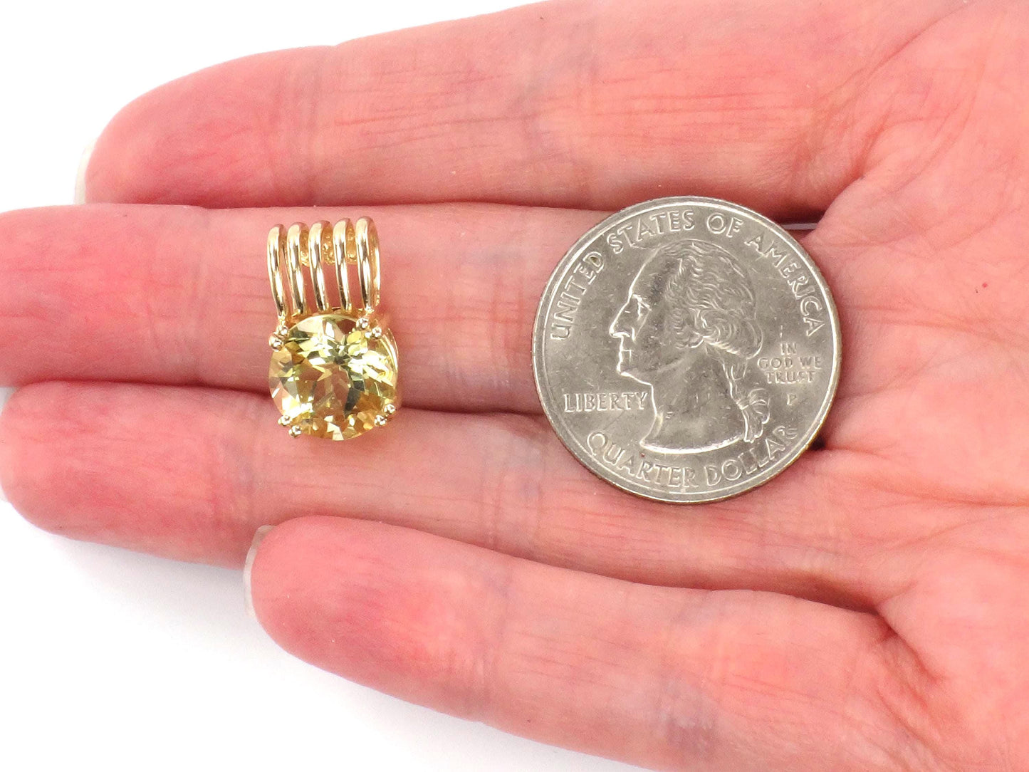 Vintage 14k Yellow Gold Round Natural Citrine Pendant-BelmarJewelers