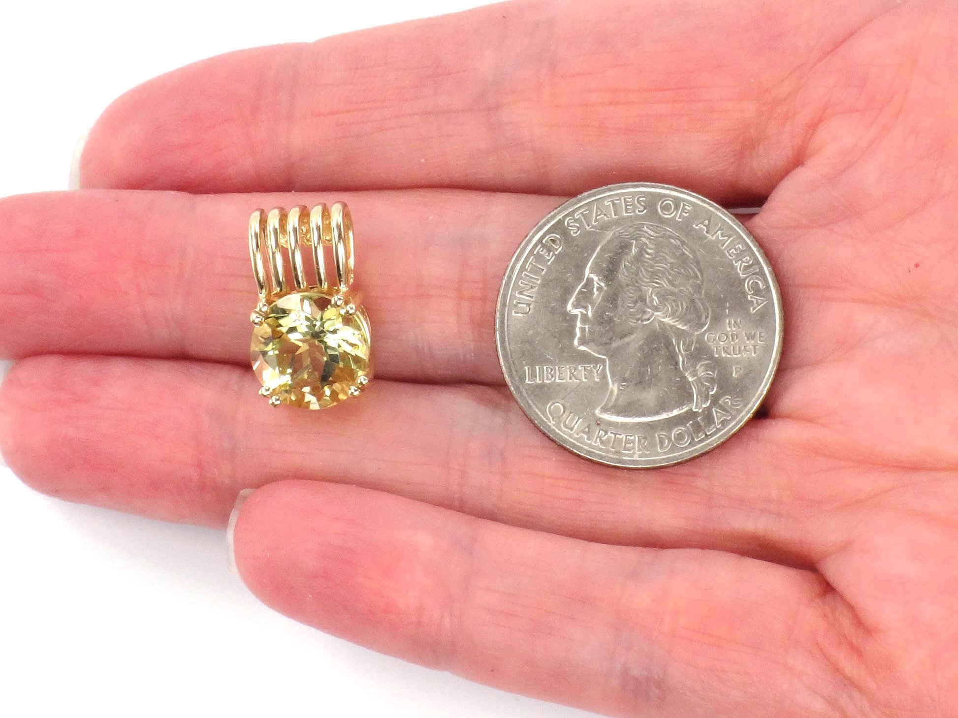 Vintage 14k Yellow Gold Round Natural Citrine Pendant-BelmarJewelers