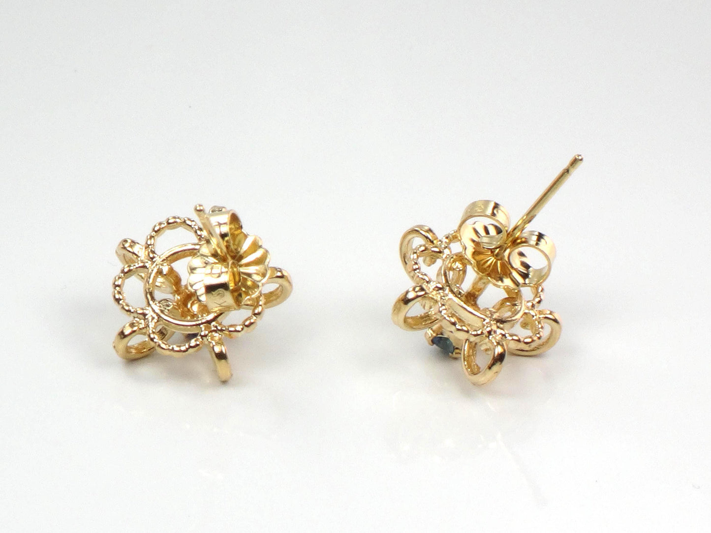 Vintage 14k Yellow Gold Sapphire Stud Earrings-BelmarJewelers