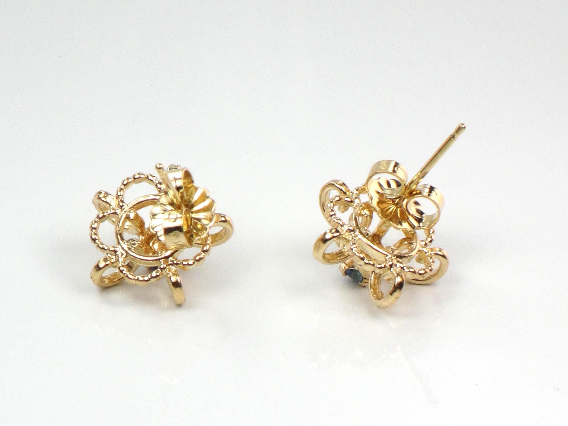 Vintage 14k Yellow Gold Sapphire Stud Earrings-BelmarJewelers
