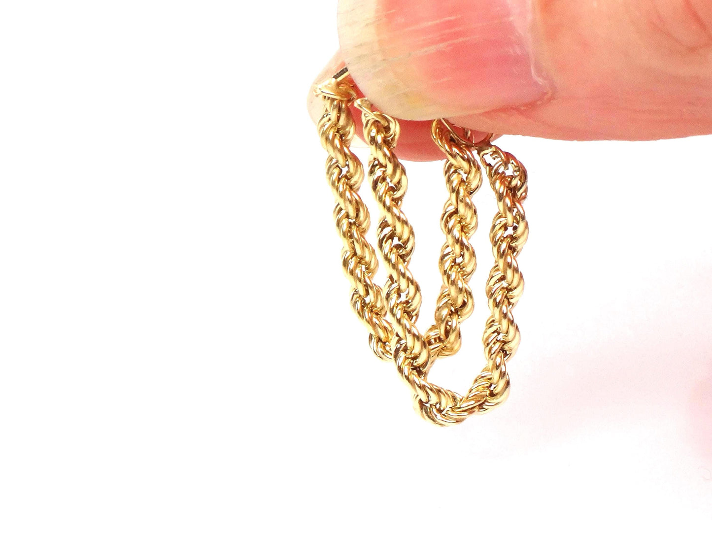Vintage 14k Yellow Gold Rope Chain Hoop Earrings, Circa 1990s-BelmarJewelers