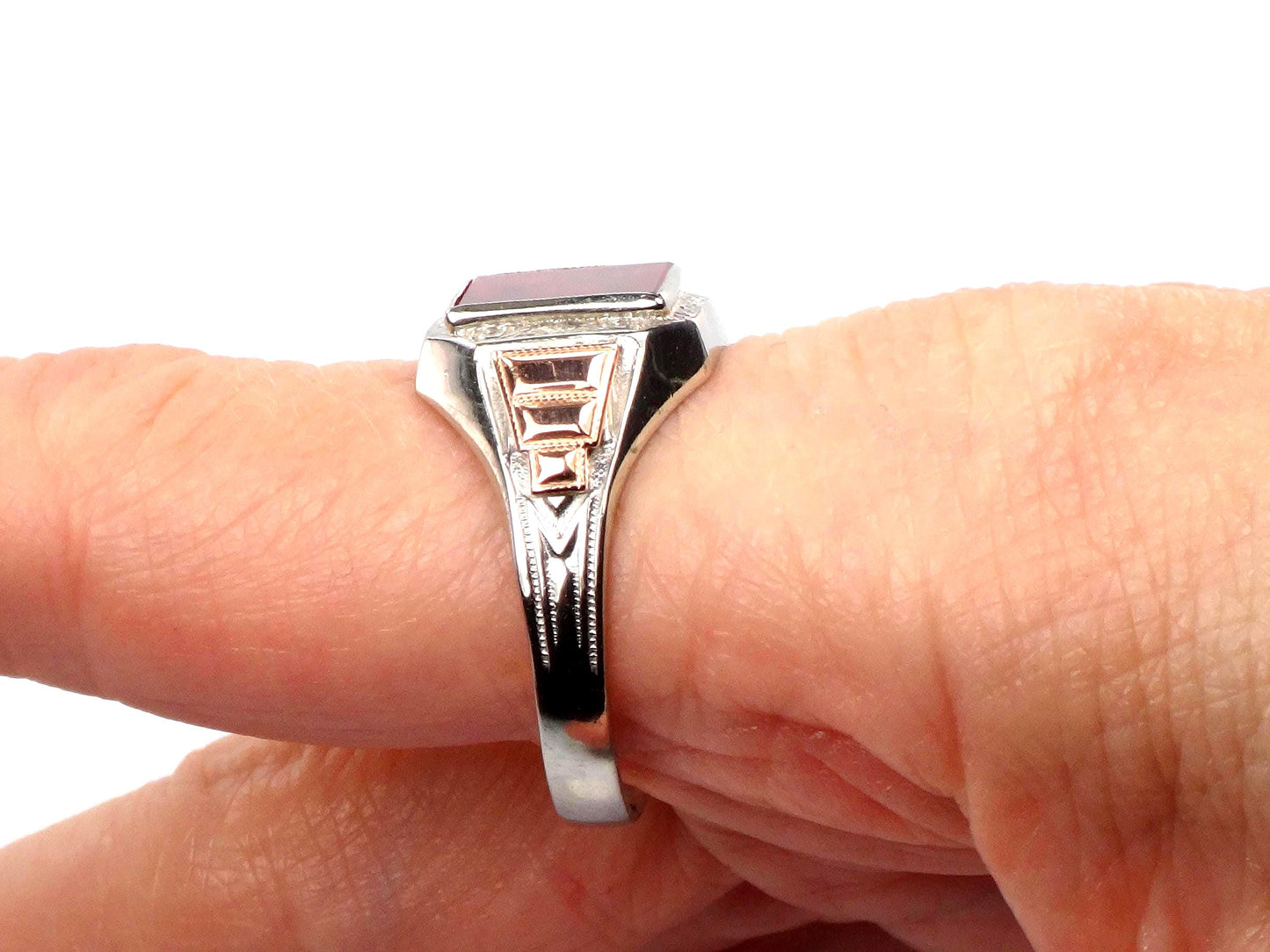 Vintage Art Deco 10k Gold Ruby Ring - Ostby Barton Size 11-BelmarJewelers