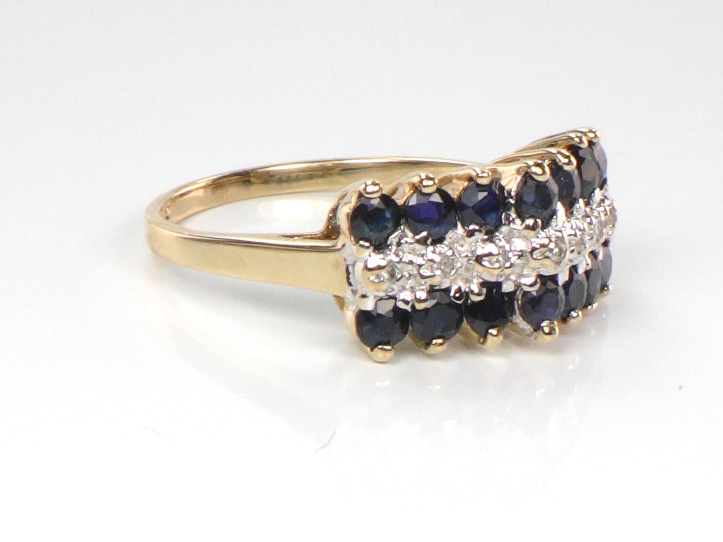 Vintage 10k Yellow Gold Sapphire & Diamond Ring - Size 6.75-BelmarJewelers