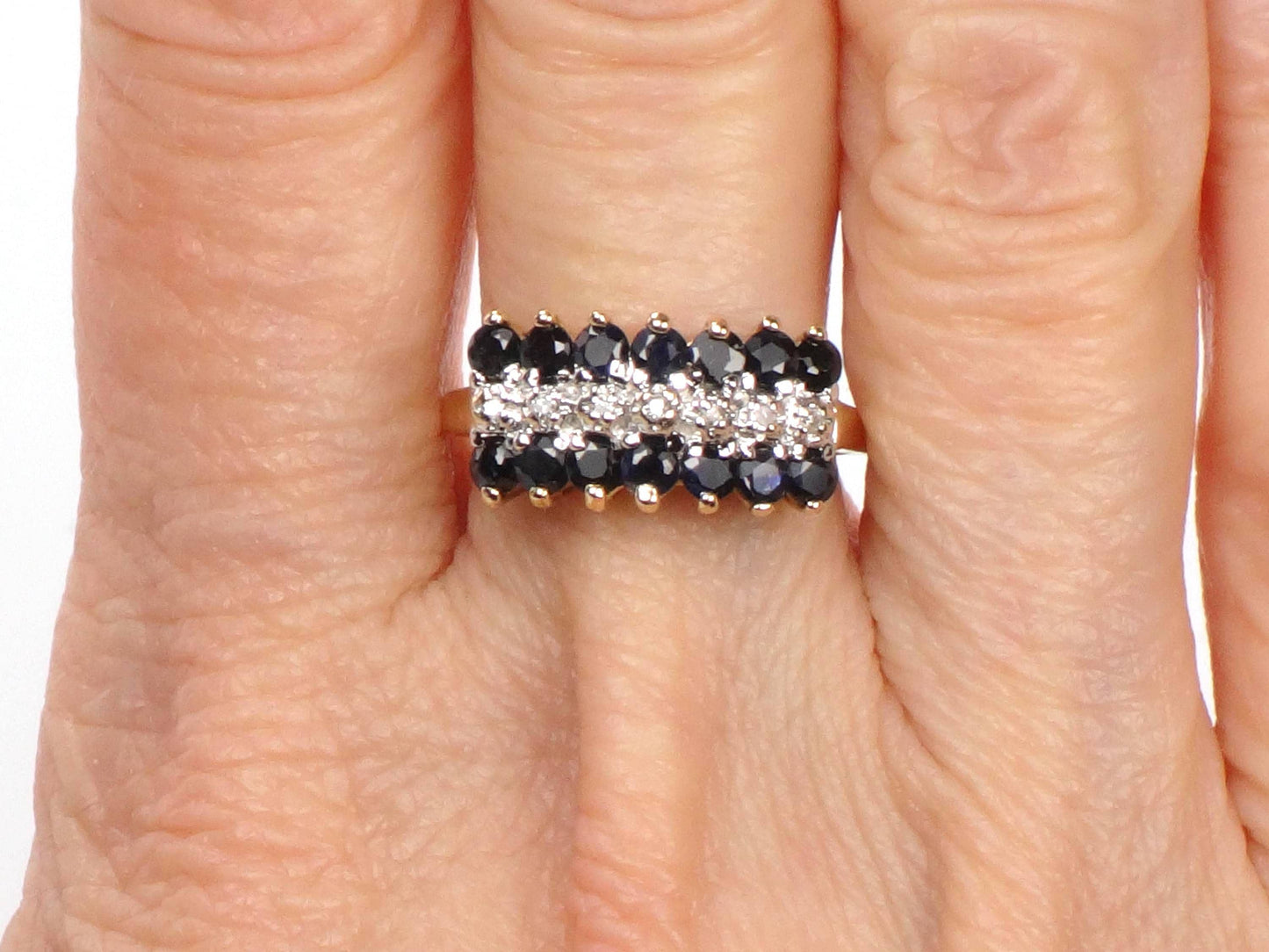 Vintage 10k Yellow Gold Sapphire & Diamond Ring - Size 6.75-BelmarJewelers
