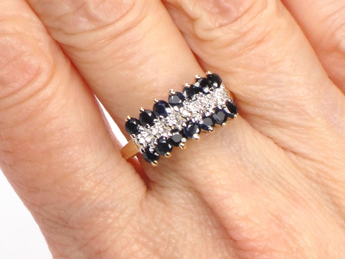Vintage 10k Yellow Gold Sapphire & Diamond Ring - Size 6.75-BelmarJewelers