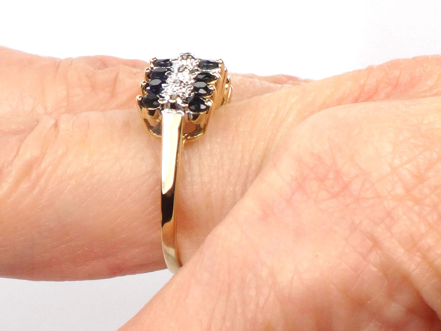 Vintage 10k Yellow Gold Sapphire & Diamond Ring - Size 6.75-BelmarJewelers