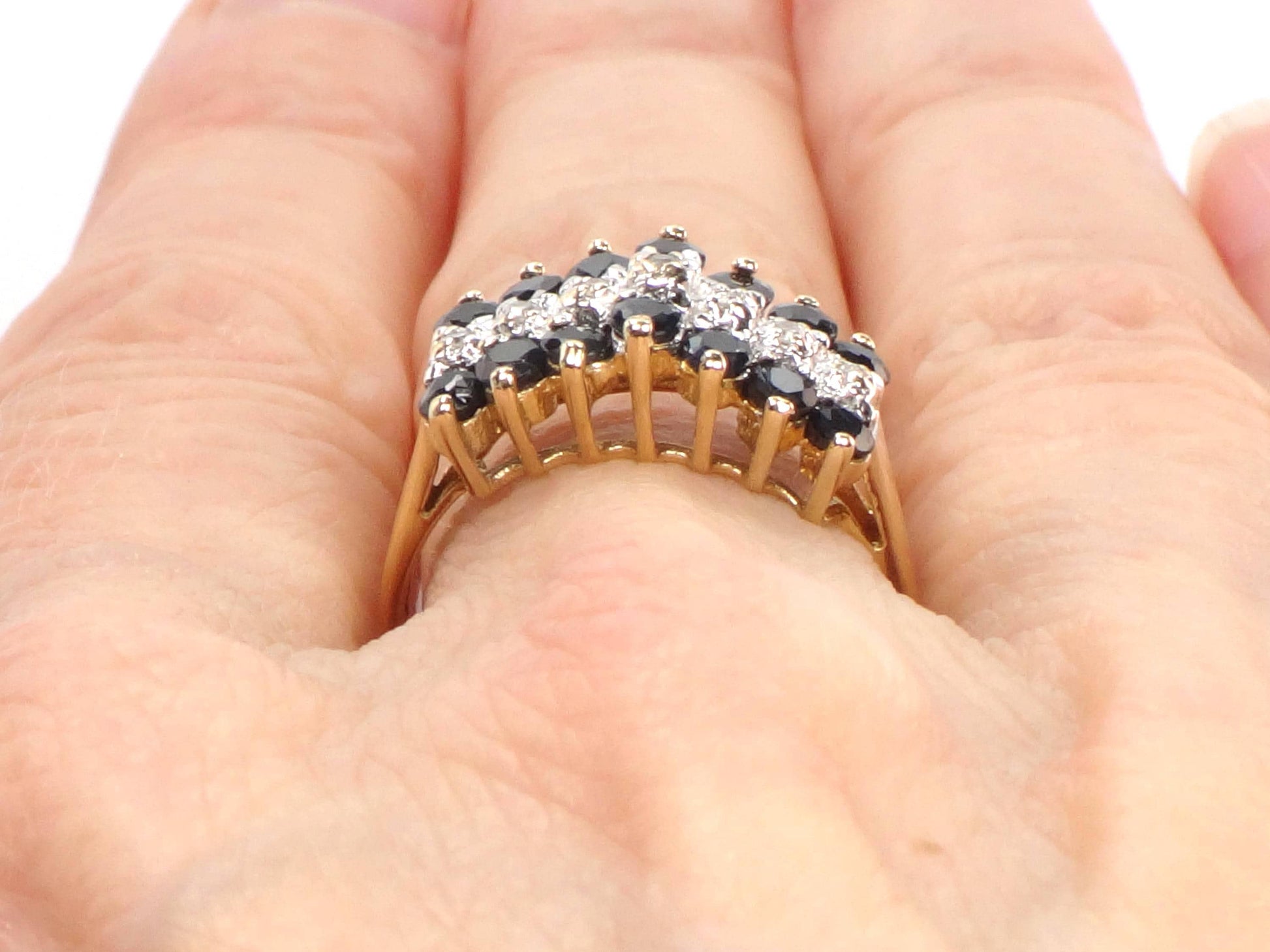 Vintage 10k Yellow Gold Sapphire & Diamond Ring - Size 6.75-BelmarJewelers