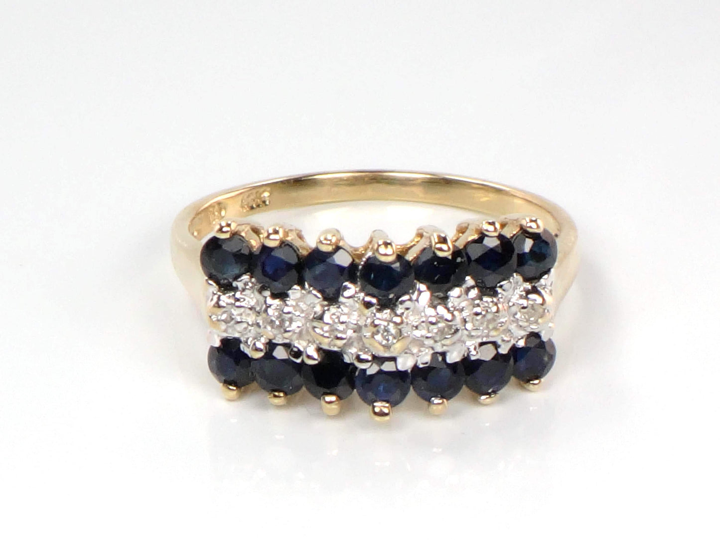 Vintage 10k Yellow Gold Sapphire & Diamond Ring - Size 6.75-BelmarJewelers