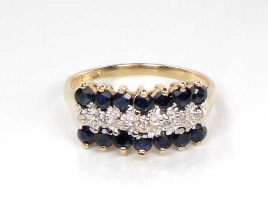 Vintage 10k Yellow Gold Sapphire & Diamond Ring - Size 6.75-BelmarJewelers