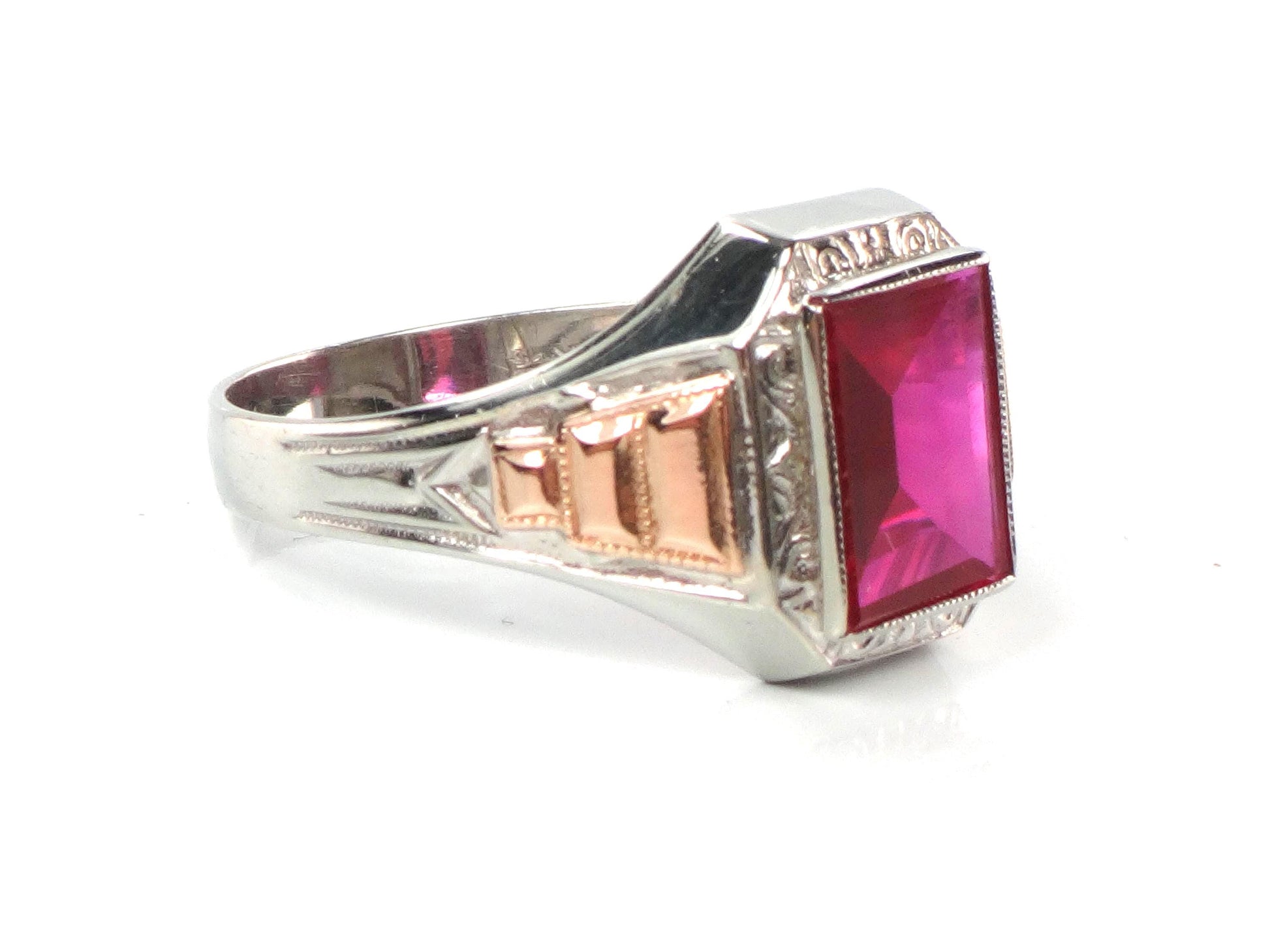 Vintage Art Deco 10k Gold Ruby Ring - Ostby Barton Size 11-BelmarJewelers