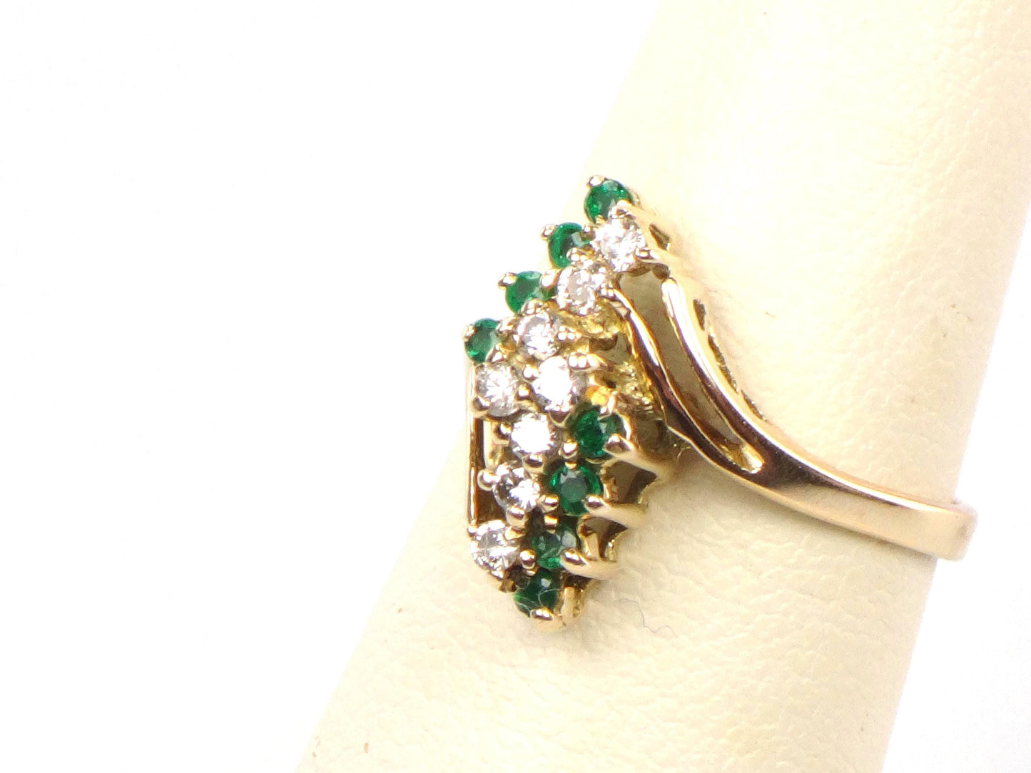 Vintage 14k Yellow Gold Emerald and Diamond Ring, Size 6.25-BelmarJewelers