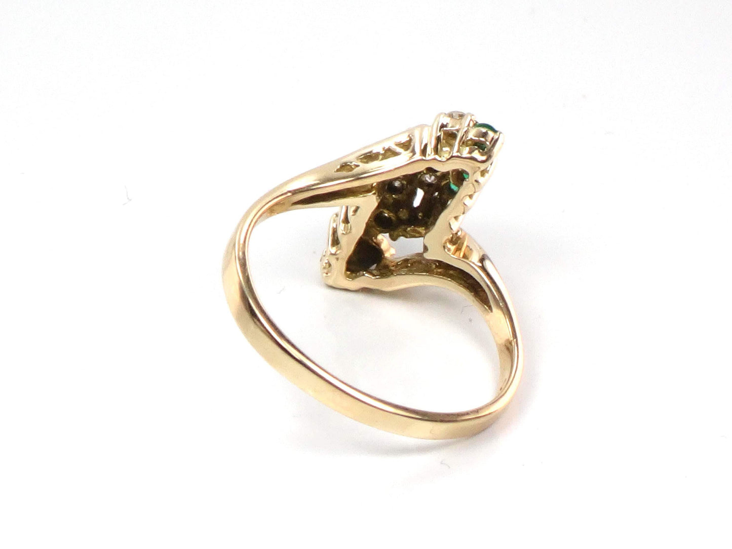 Vintage 14k Yellow Gold Emerald and Diamond Ring, Size 6.25-BelmarJewelers
