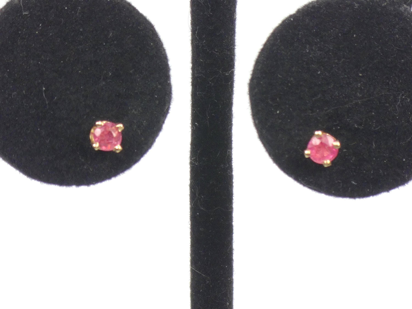 Vintage Solid Yellow Gold Natural Ruby Stud Earrings: 3mm-BelmarJewelers
