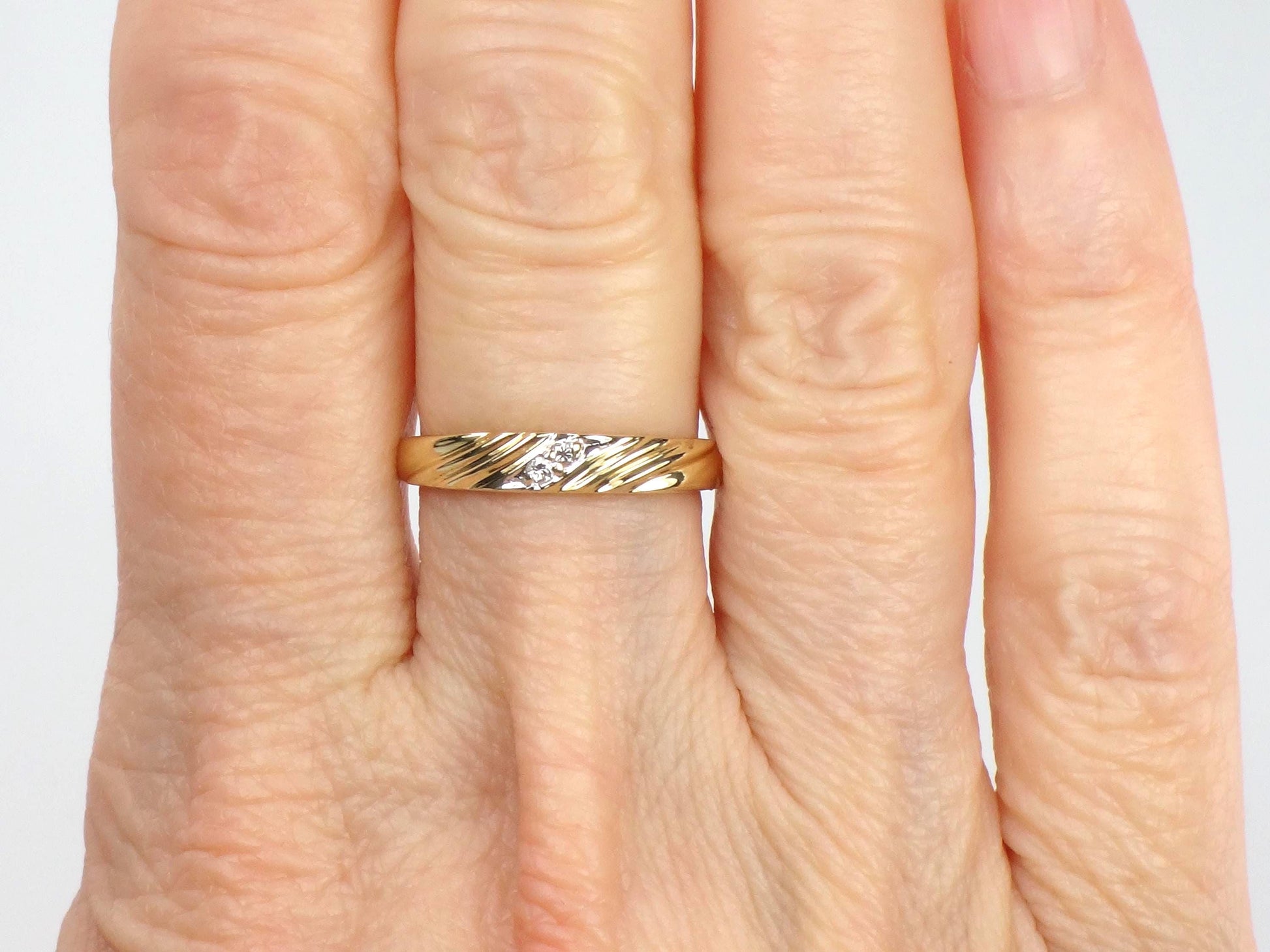 Vintage 14k Yellow Gold Diamond Wedding Band, Size 5.75-BelmarJewelers