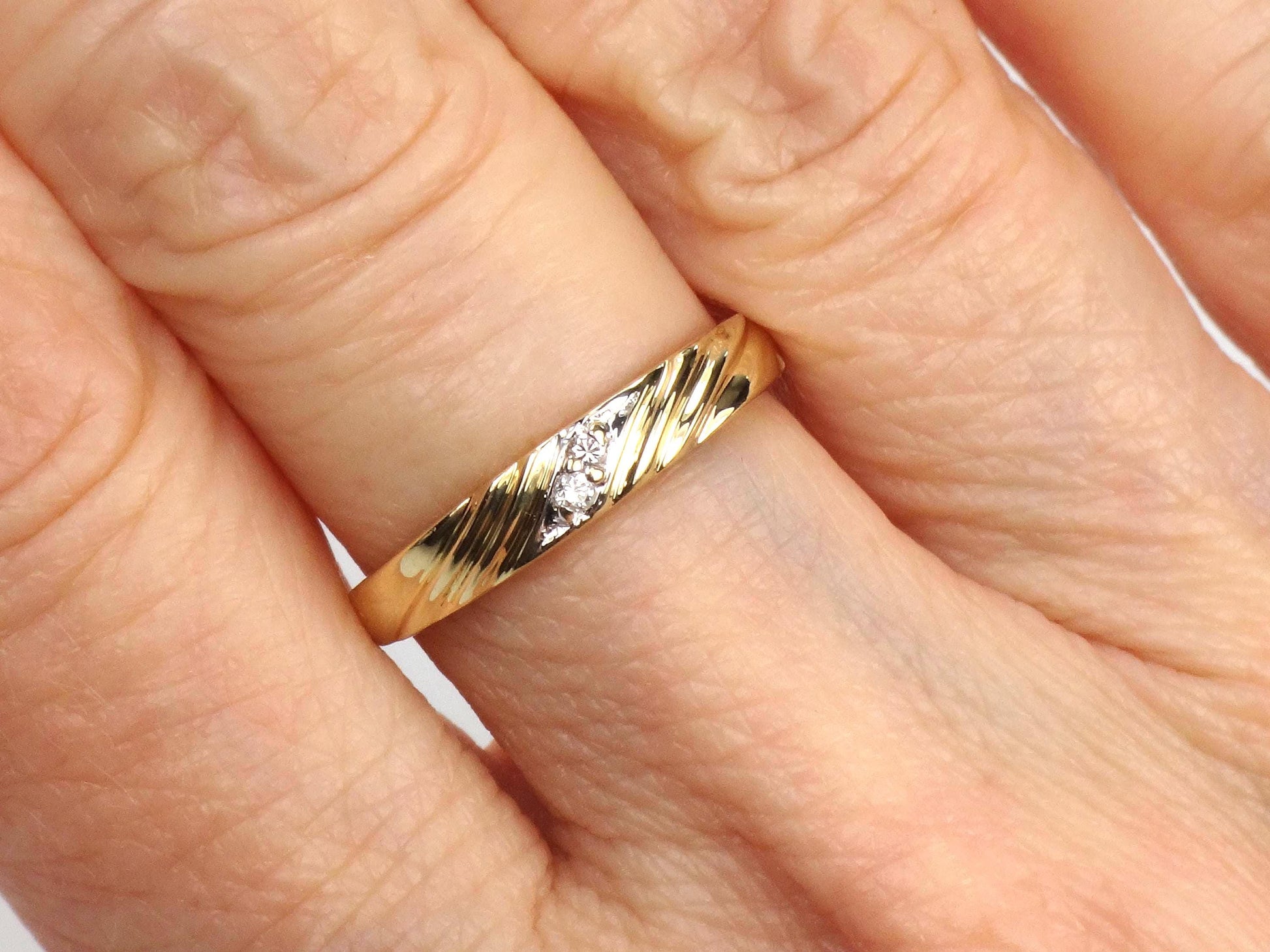 Vintage 14k Yellow Gold Diamond Wedding Band, Size 5.75-BelmarJewelers