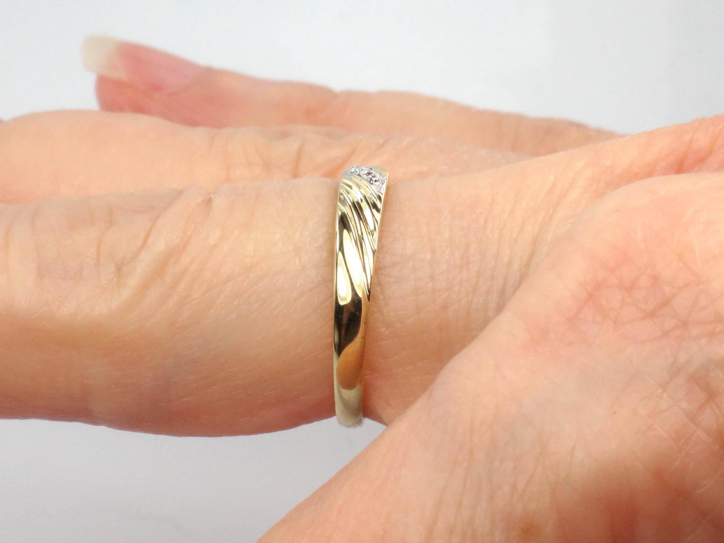 Vintage 14k Yellow Gold Diamond Wedding Band, Size 5.75-BelmarJewelers
