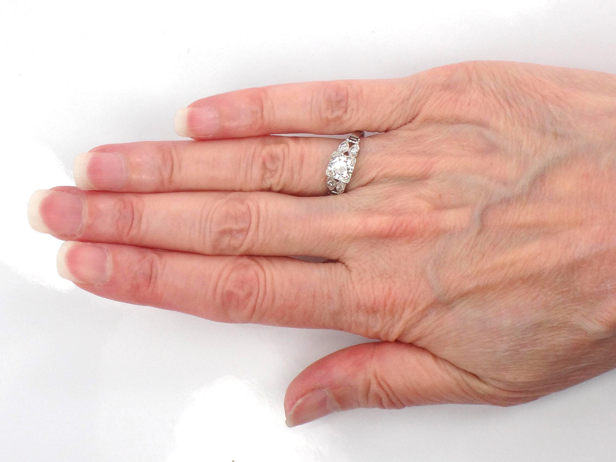 Vintage 18k Gold Old Mine Cut Diamond Engagement Ring, Art Deco, ~1.0 CT TDW-BelmarJewelers