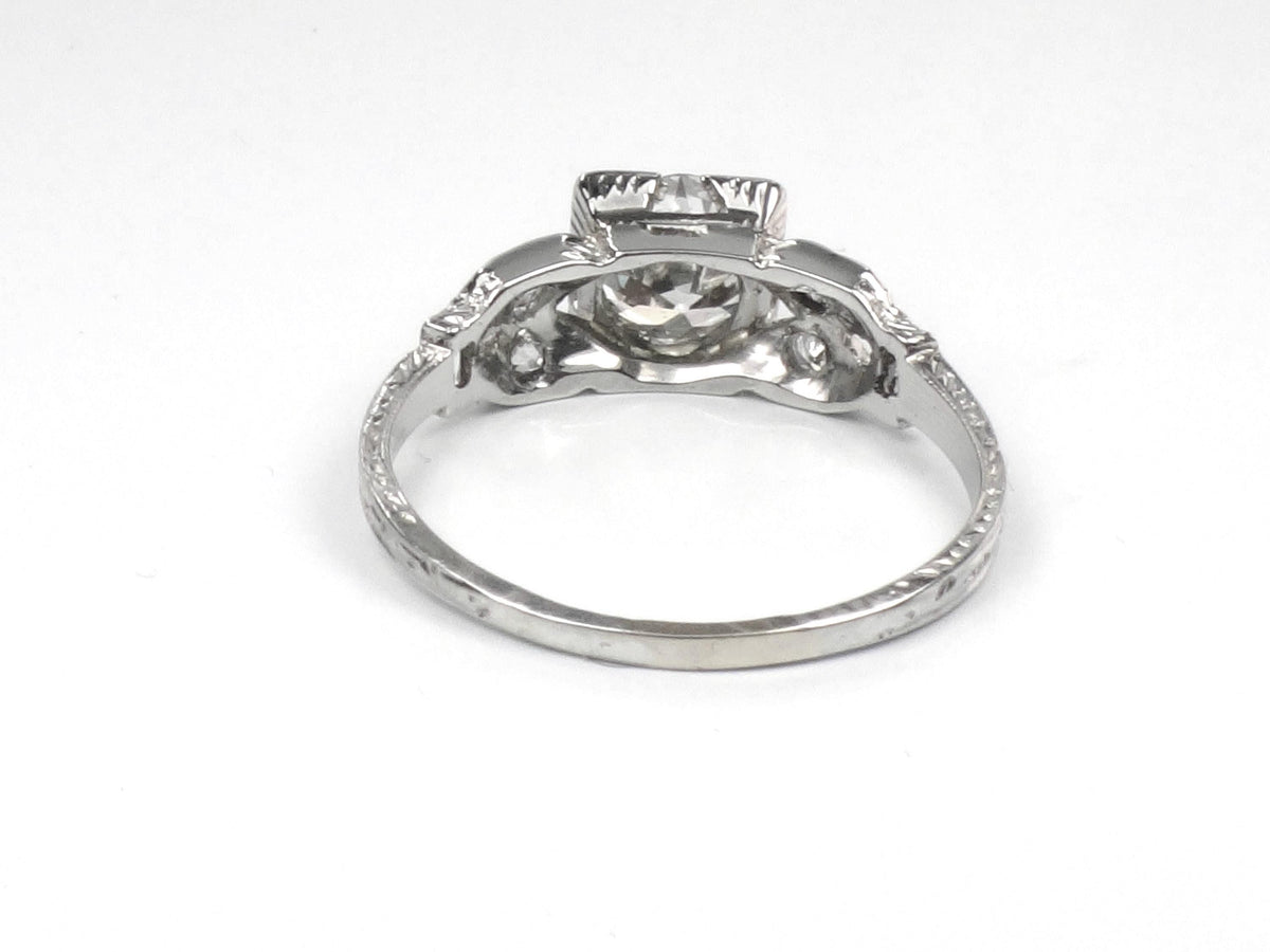 Vintage 18k Gold Old Mine Cut Diamond Engagement Ring, Art Deco, ~1.0 CT TDW-BelmarJewelers