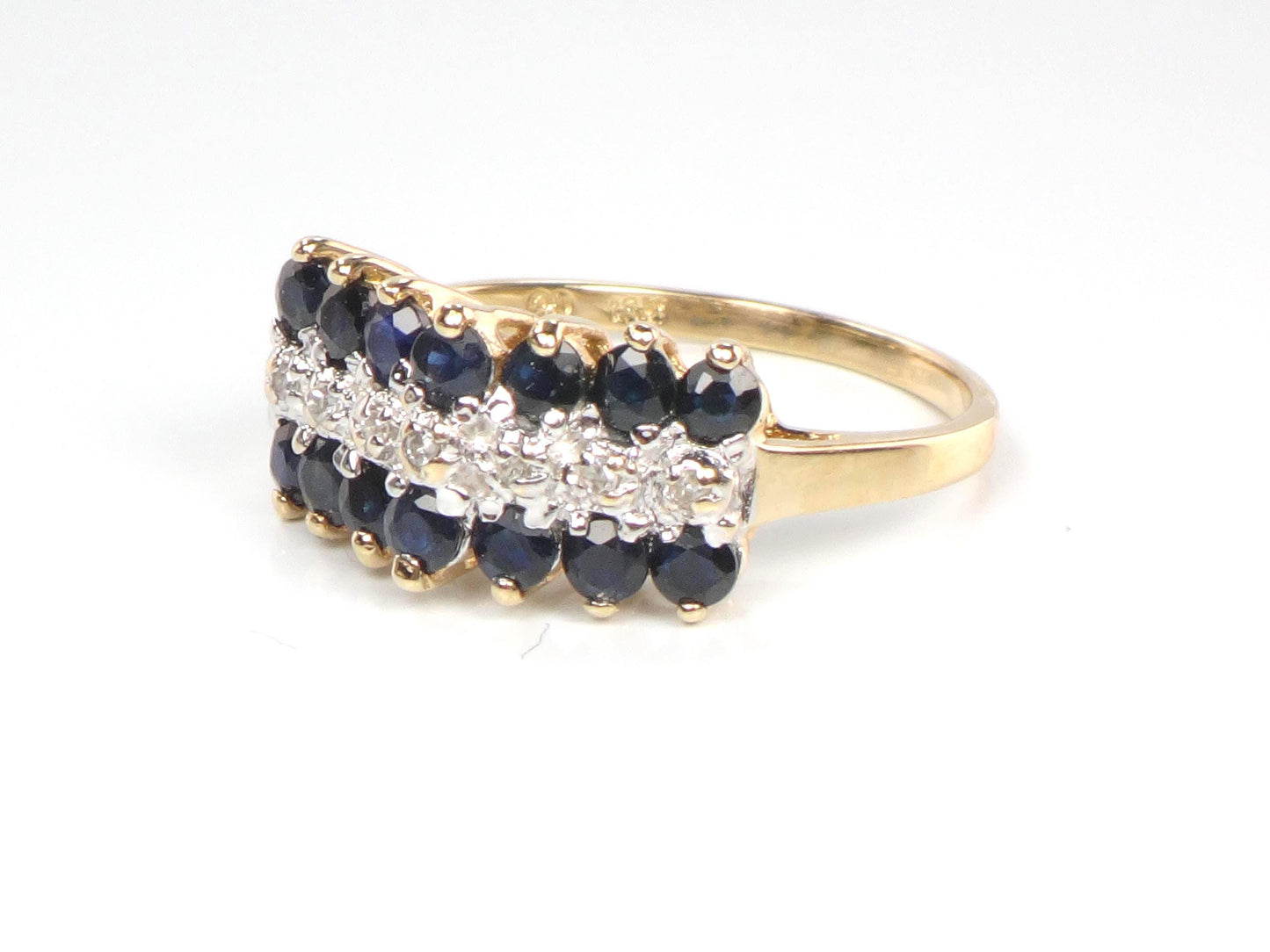 Vintage 10k Yellow Gold Sapphire & Diamond Ring - Size 6.75-BelmarJewelers
