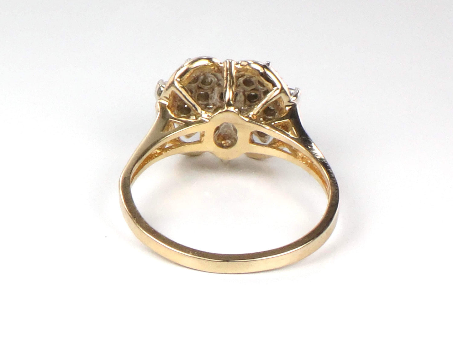Vintage 14k Yellow Gold Blue Sapphire Diamond Cluster Ring - Size 6.5-BelmarJewelers