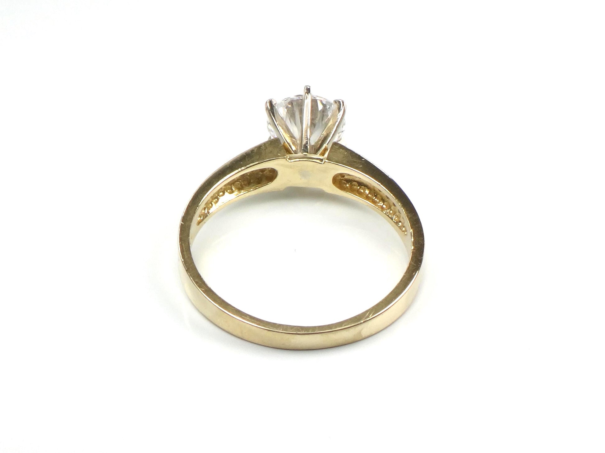 Vintage 14k Yellow Gold Round Cubic Zirconia Engagement Ring, Size 7-BelmarJewelers