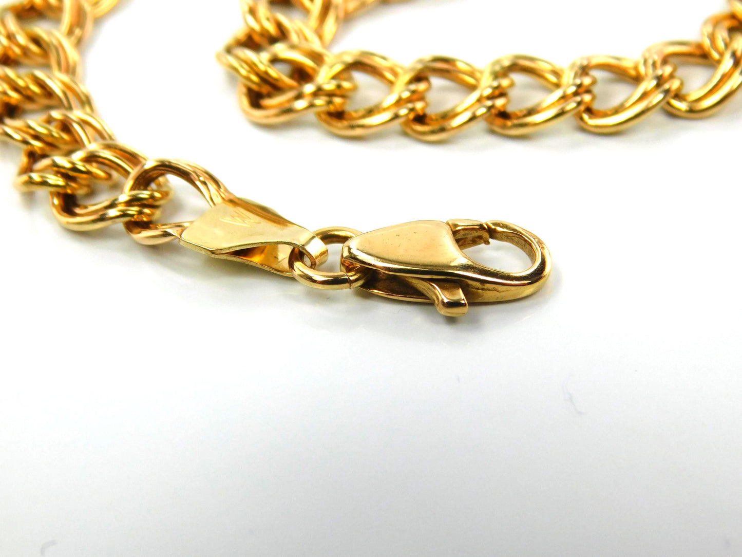 Vintage 14k Yellow Gold Double Link Charm Bracelet, 7.5"-BelmarJewelers