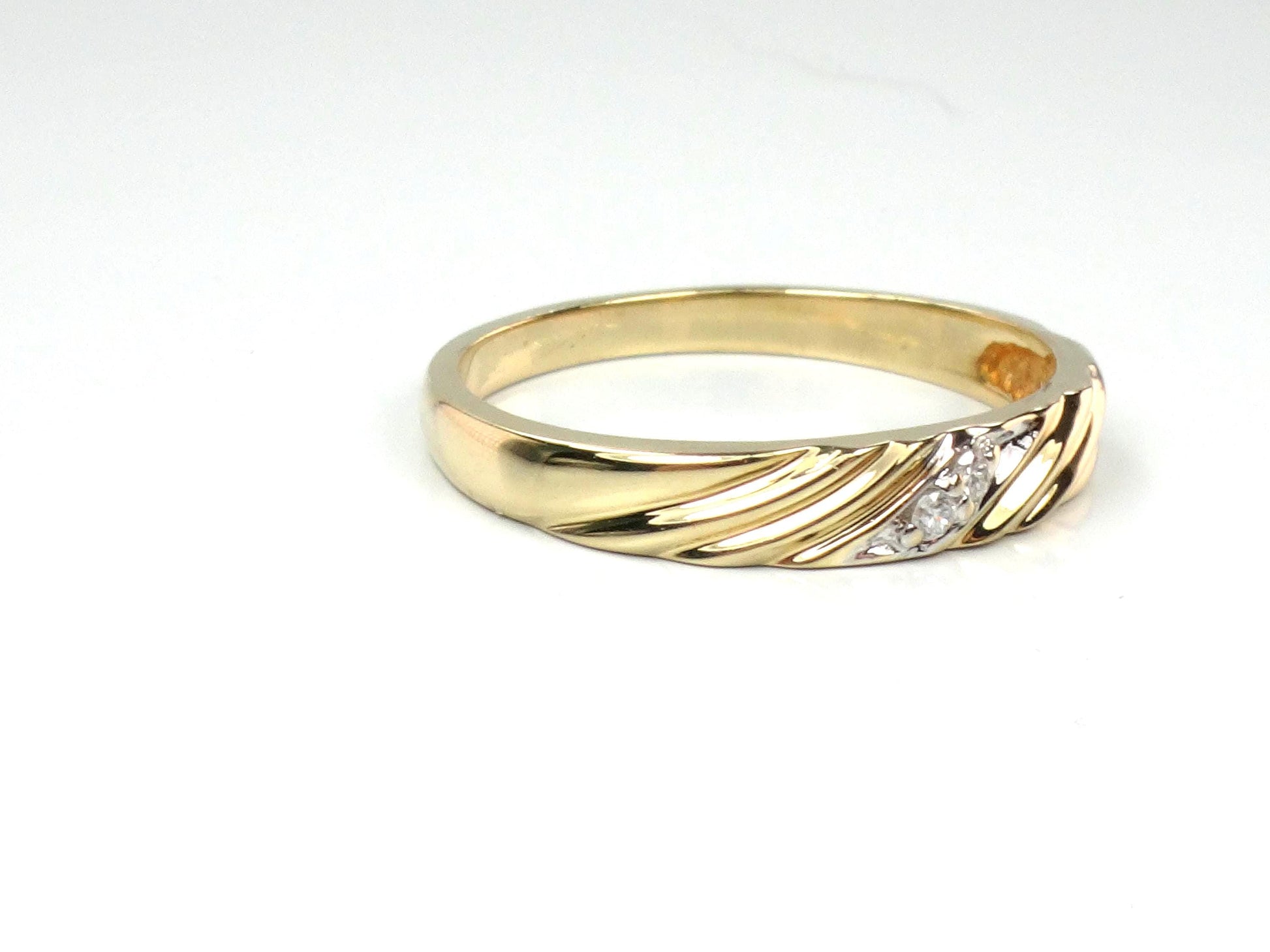 Vintage 14k Yellow Gold Diamond Wedding Band, Size 5.75-BelmarJewelers
