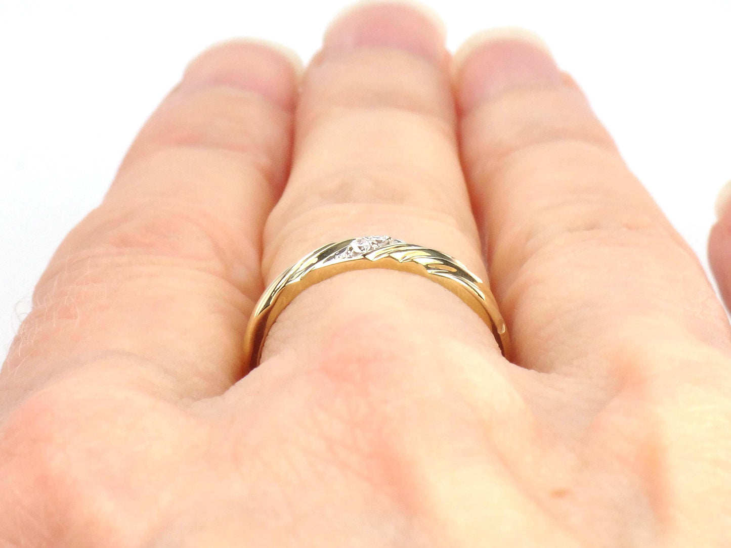 Vintage 14k Yellow Gold Diamond Wedding Band, Size 5.75-BelmarJewelers