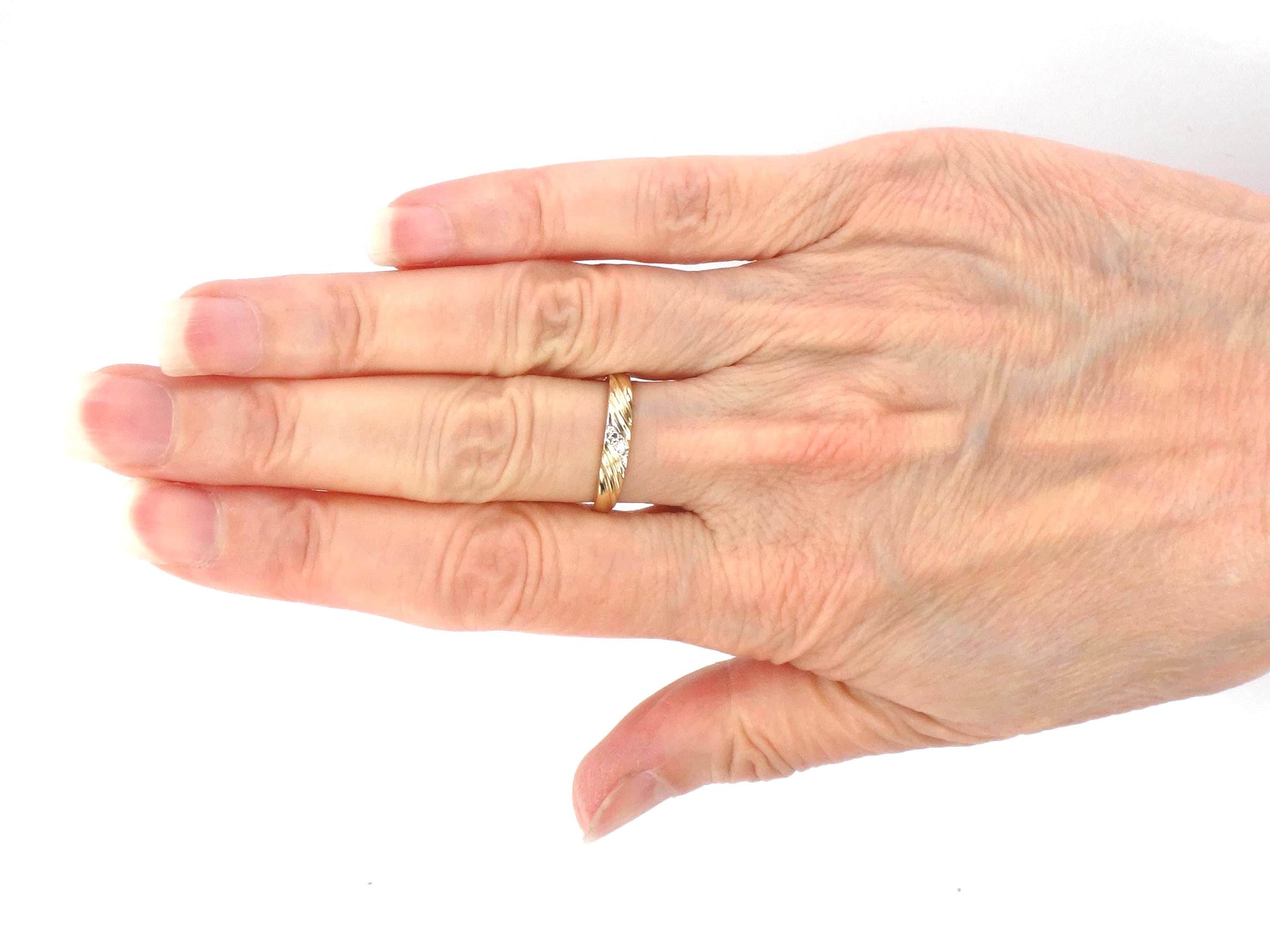 Vintage 14k Yellow Gold Diamond Wedding Band, Size 5.75-BelmarJewelers