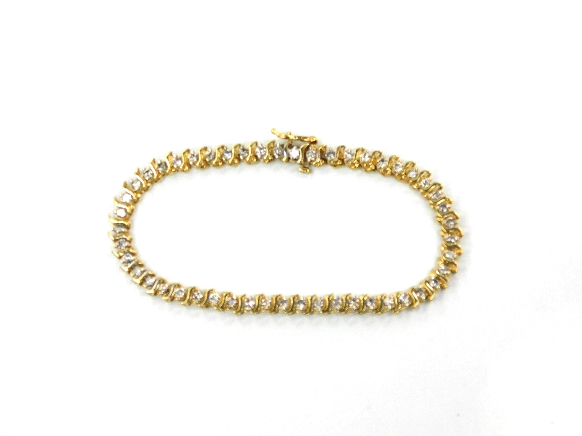 Vintage 14k Yellow Gold Natural Diamond Tennis Bracelet, 1.5 Carats TDW, 7"-BelmarJewelers