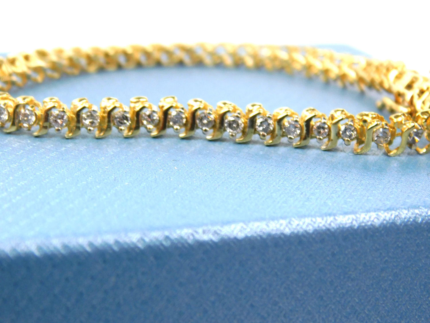 Vintage 14k Yellow Gold Natural Diamond Tennis Bracelet, 1.5 Carats TDW, 7"-BelmarJewelers