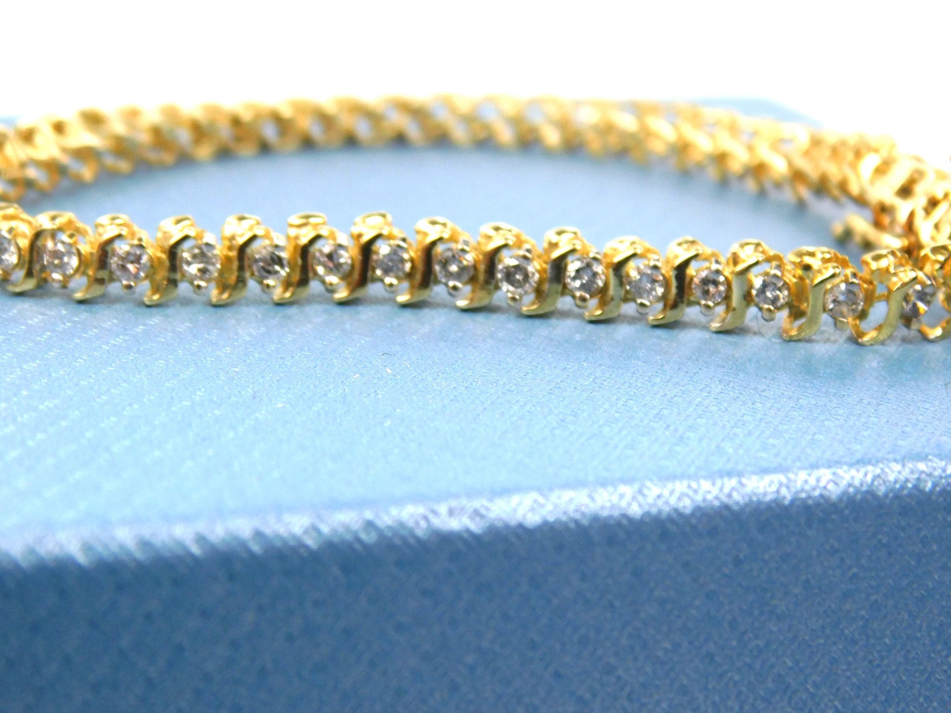 Vintage 14k Yellow Gold Natural Diamond Tennis Bracelet, 1.5 Carats TDW, 7"-BelmarJewelers