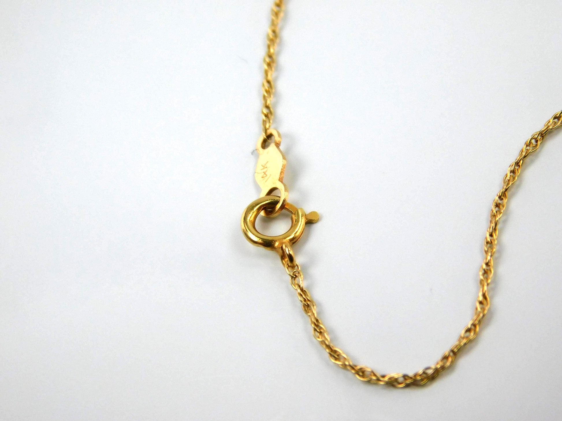 Vintage 14k Yellow Gold Jade Station Necklace, 15.25" Choker-BelmarJewelers