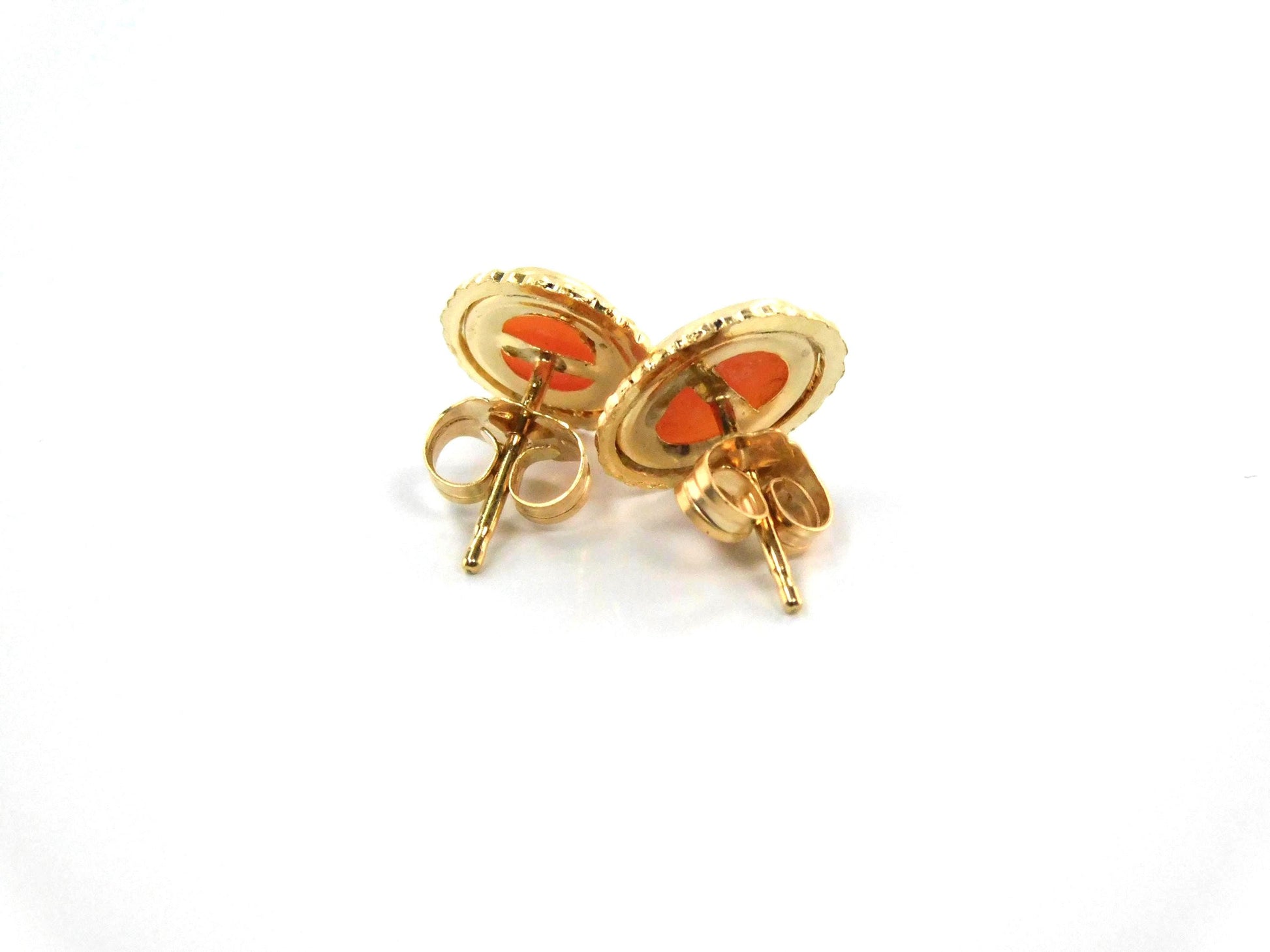 Vintage Tiny 14k Yellow Gold Cameo Stud Earrings-BelmarJewelers