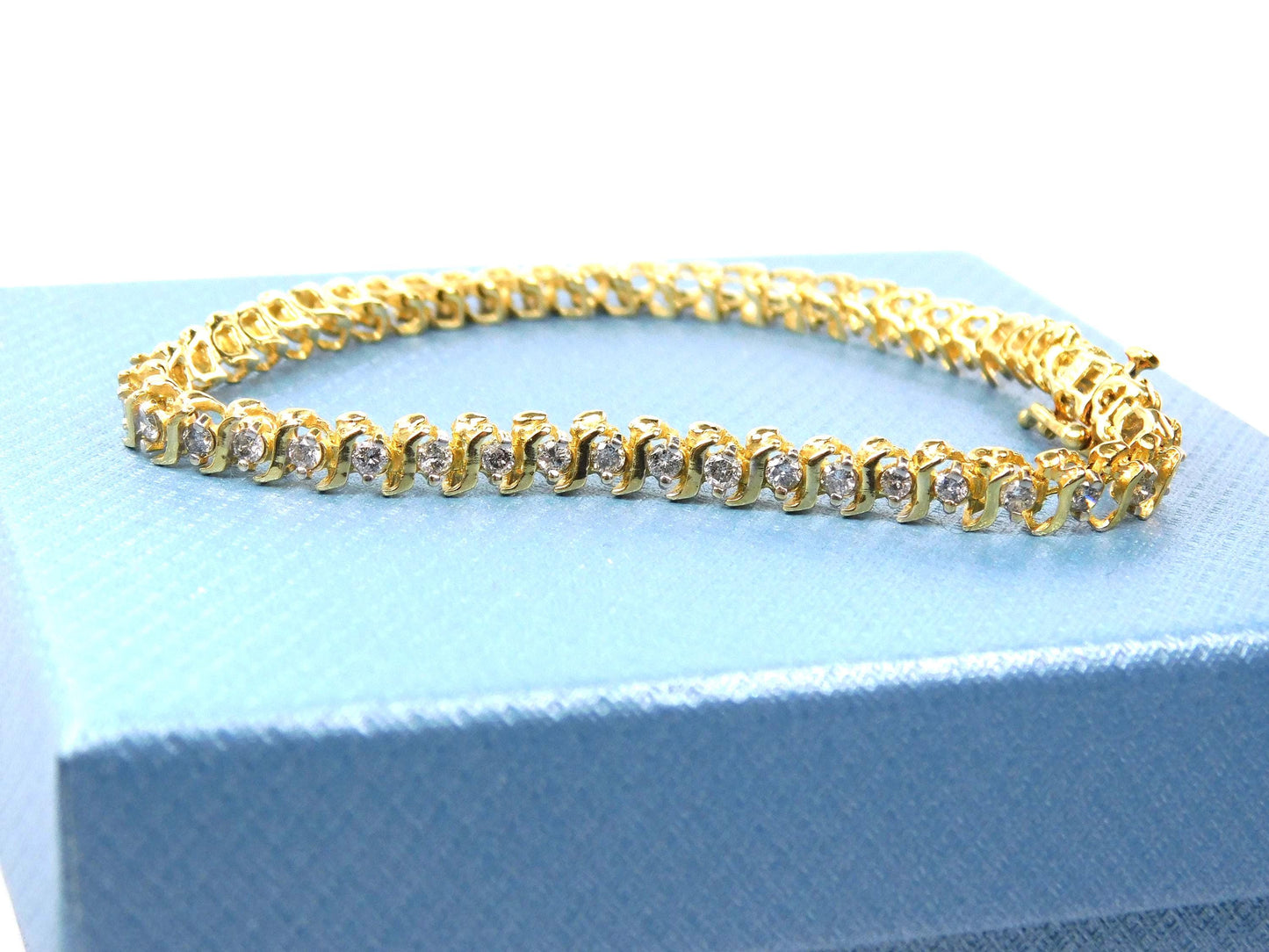 Vintage 14k Yellow Gold Natural Diamond Tennis Bracelet, 1.5 Carats TDW, 7"-BelmarJewelers