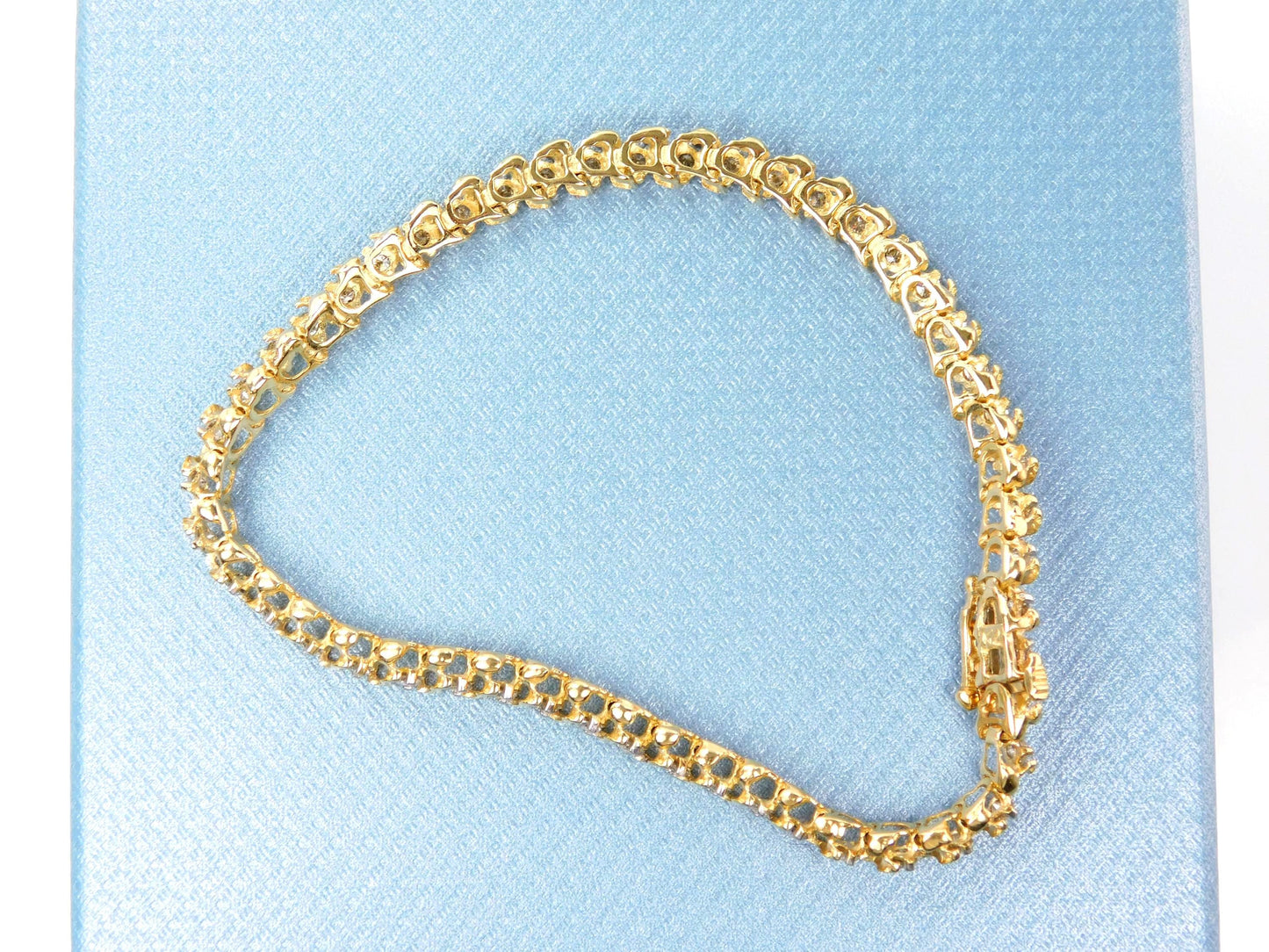 Vintage 14k Yellow Gold Natural Diamond Tennis Bracelet, 1.5 Carats TDW, 7"-BelmarJewelers