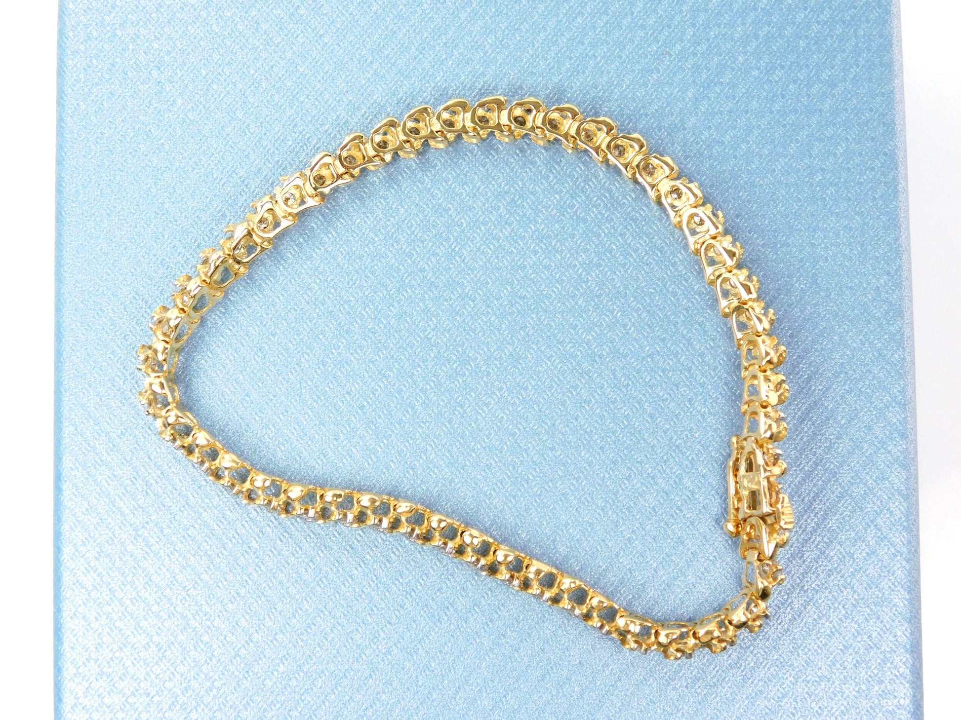 Vintage 14k Yellow Gold Natural Diamond Tennis Bracelet, 1.5 Carats TDW, 7"-BelmarJewelers