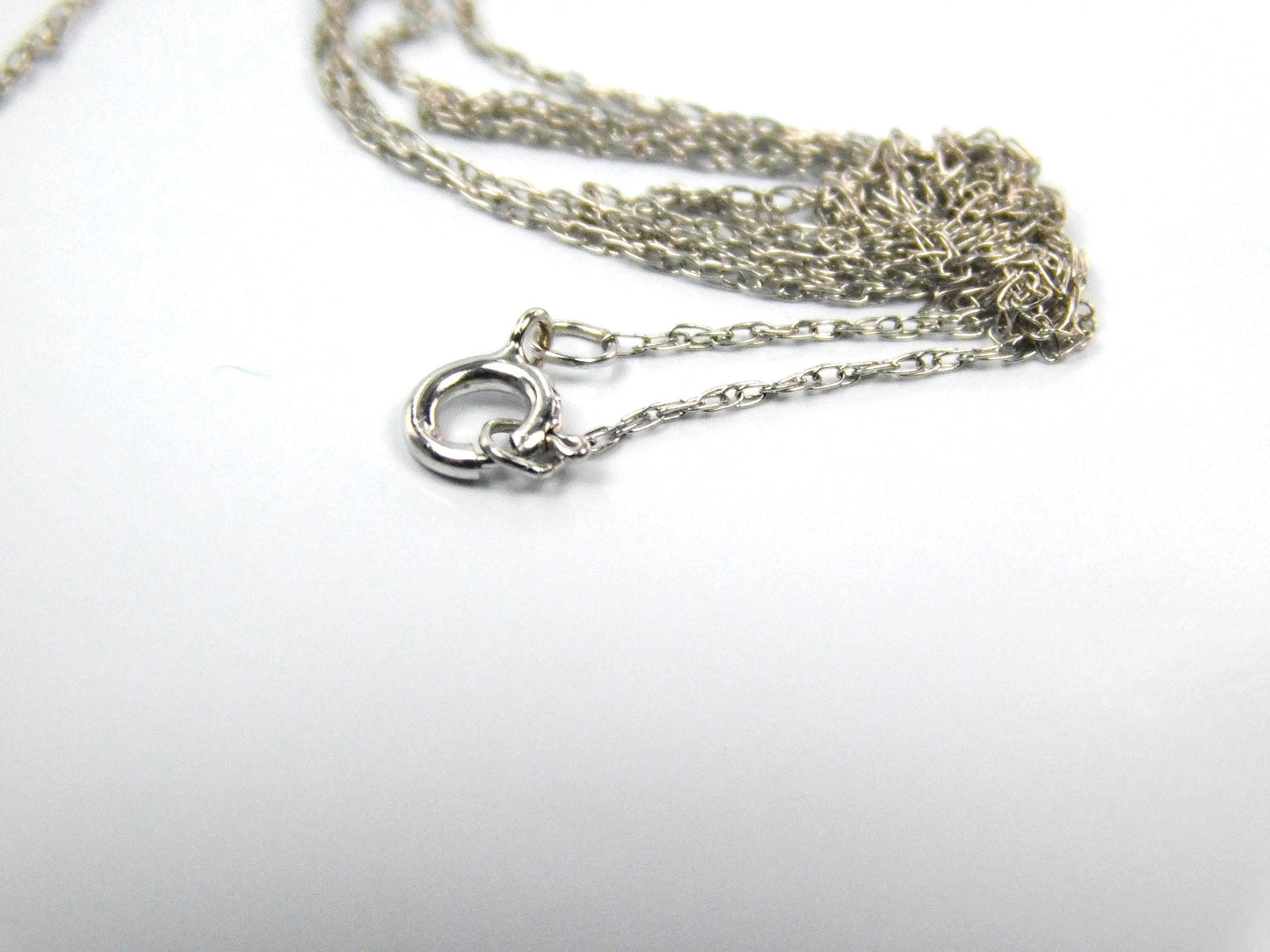 Vintage 14k White Gold Quatrefoil Sapphire Diamond Necklace, 18"-BelmarJewelers